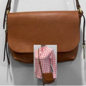 Fossil Brown Leather Crossbody or clutch Bag Preppy
